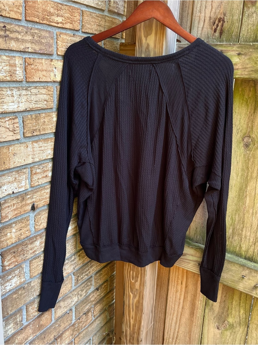 We The Free Black Oversized Waffle Knit Top - Picture 3 of 3